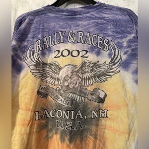 Vintage Harley Davidson 2002 Laconia  NH. tie dye distressed T-shirt $48